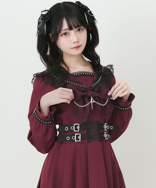 DearMyLove ワンピース 十字架クモレーススタッズベルトセーラー