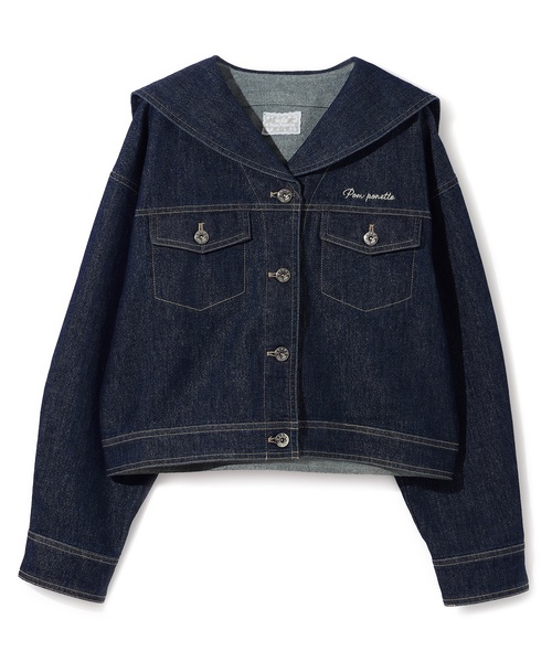 Pom Ponette 水色ダウンジャケットとデニムジャケットセット pom ponette junior（ポンポネット ジュニア） デニムジャケット