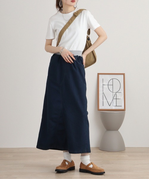 「atONE」 デニムスカート 4L ブルー レディース_画像5