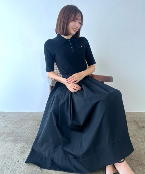 「anuans」 ドッキングワンピース MEDIUM ブラック レディース