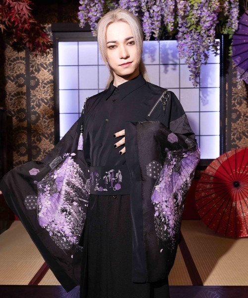 REZEN（リゼン） シャツ 藤×和傘ジップ付和袖シャツ メンズ レディース