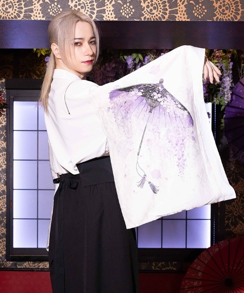 REZEN（リゼン） シャツ 藤×和傘ジップ付和袖シャツ メンズ レディース 