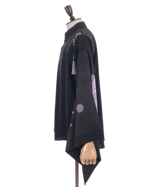 REZEN（リゼン） シャツ 藤×和傘ジップ付和袖シャツ メンズ レディース