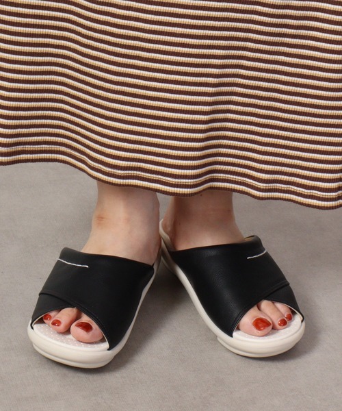 「Re:getA」 フラットサンダル M ブラック レディース_画像9