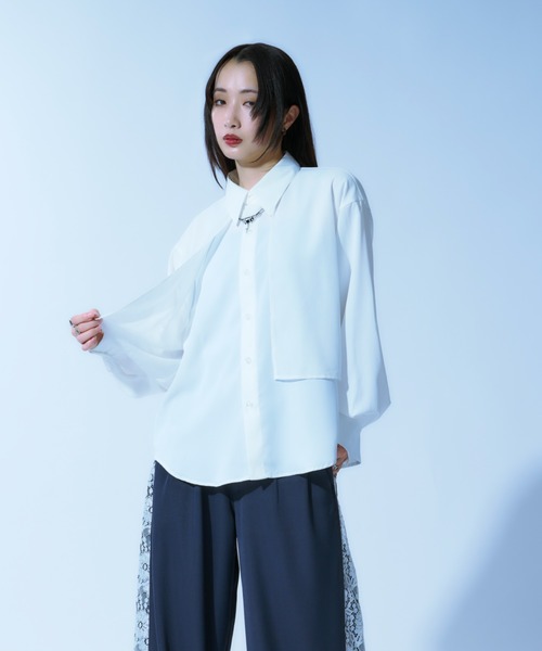 「Ellno Loset」 長袖シャツ MEDIUM オフホワイト メンズ_画像5