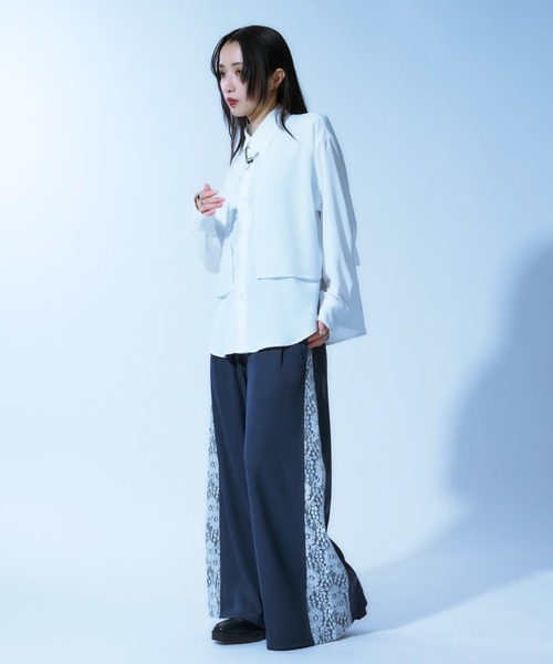 「Ellno Loset」 長袖シャツ MEDIUM オフホワイト メンズ_画像7