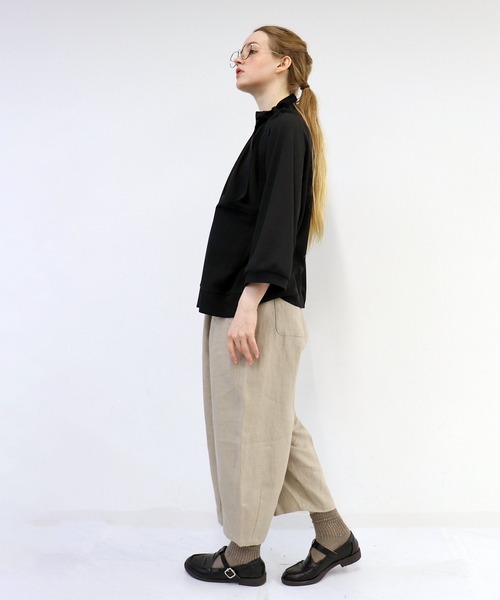 「haupia」 7分袖カットソー MEDIUM ブラック レディース_画像4