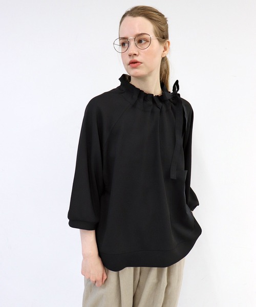 「haupia」 7分袖カットソー MEDIUM ブラック レディース_画像5