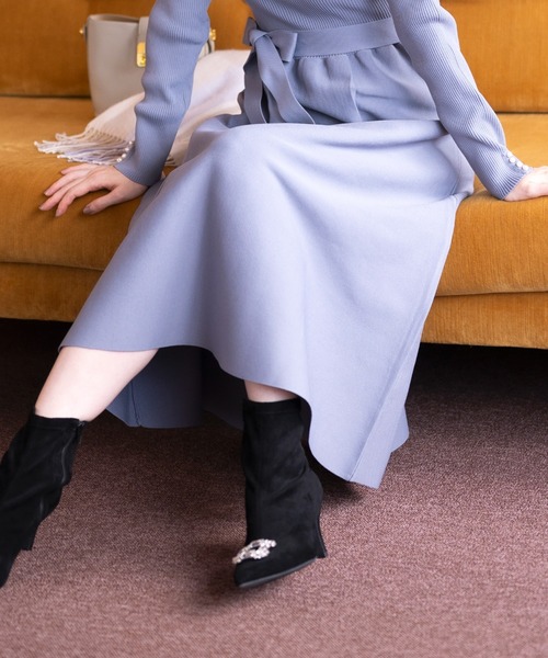 「MISCH MASCH」 ニットワンピース フリ- ブルー レディース_画像5