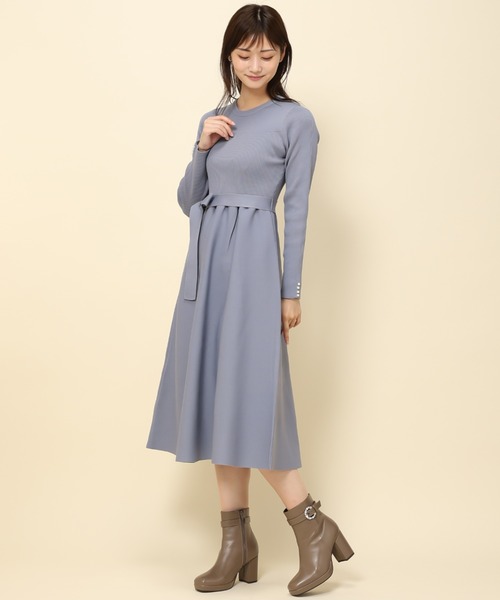 「MISCH MASCH」 ニットワンピース フリ- ブルー レディース_画像6