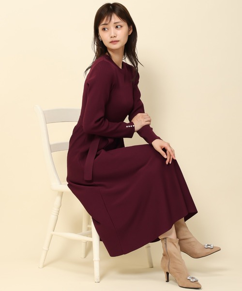 「MISCH MASCH」 ニットワンピース フリ- ブルー レディース_画像7