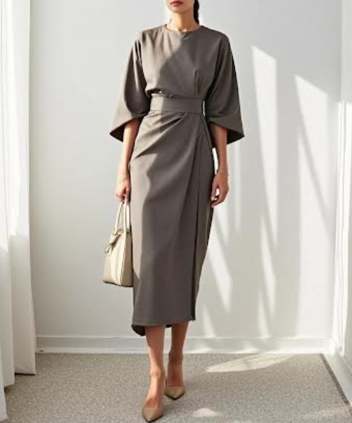 「cammie」 半袖ワンピース M ライトグレー レディース_画像2