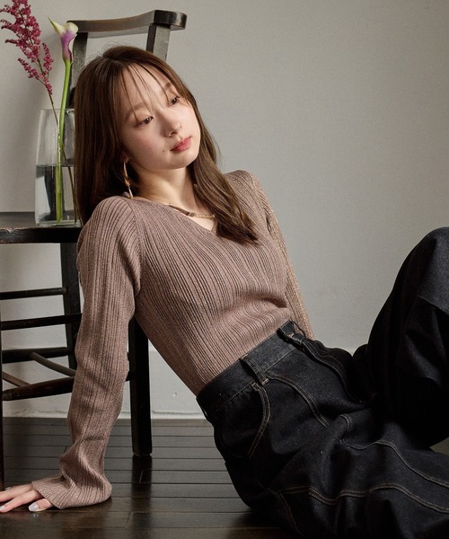 mideal（マイディール） ニット セーター flare sleeve rib knit