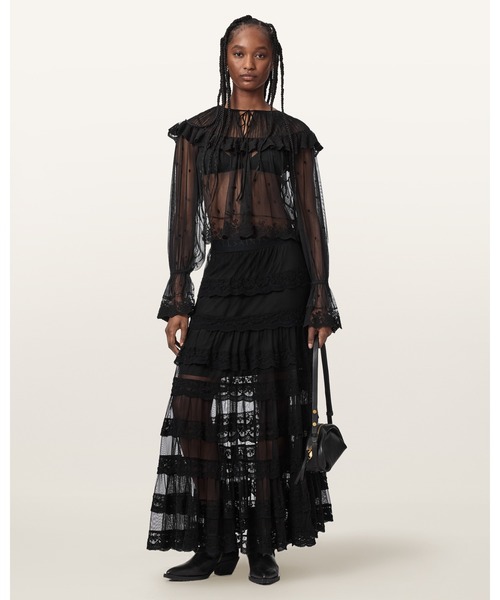 ロング スカート MAGGIE TIERED LACE MAXI SKIRT | MAGGIE ティアード