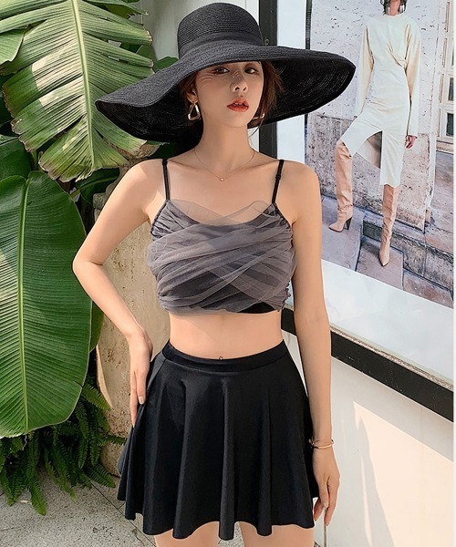 AGNEL デニム モノキニ スカート セット　水着 楽天市場】【タンキニ水着4点セット】レディース 体型カバー Tシャツ