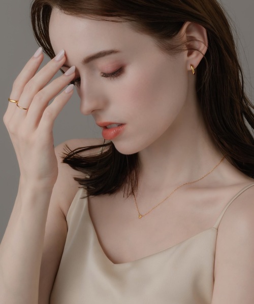 エリンギの頭 両耳用【 3mm×21mm 】ゴールドフープピアス muku ピアス 金属アレルギー対応 ミニフープピアス(両耳用