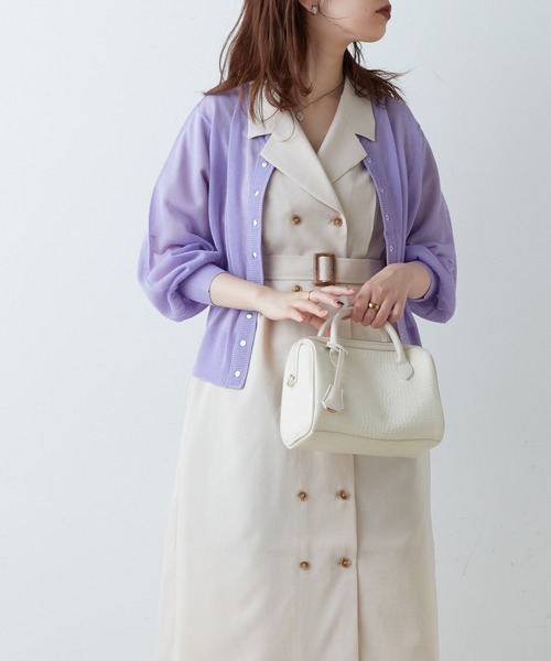 natural couture カーディガン コーデに旬をプラス ドット釦シアー