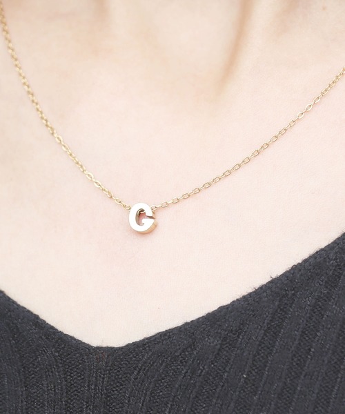 ネックレス 金属アレルギー対応 イニシャルトップステンレス