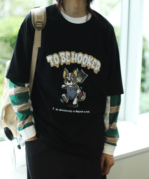 tシャツ HOOK -original- かわいいカートゥーンプリントボーダー