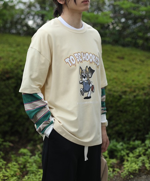 tシャツ HOOK -original- かわいいカートゥーンプリントボーダー