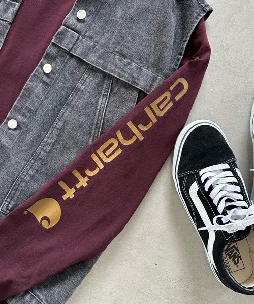 tシャツ Carhartt(カーハート)/袖ロゴ ロンT USA規格 ルーズフィット ヘビーウェイト 6.75Oz ビッグサイズ オーバーサイズ コッ