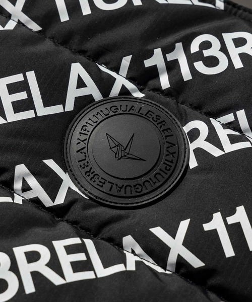新品未使用品 1PIU1UGUALE3 RELAX ロゴ パデットベスト 総柄 1PIU1UGUALE3 RELAX総柄ロゴパデッドベスト メンズウェア