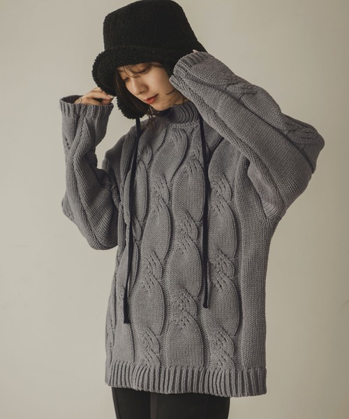 rectangle（レクタングル） ニット セーター ビッグケーブルスポンジ