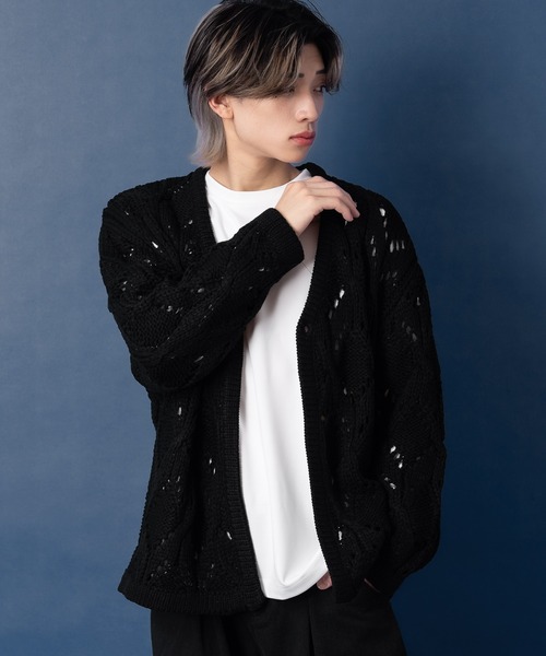 nullus カーディガン NULL カーディガン 「NULL」レース編み カーディガン メンズ