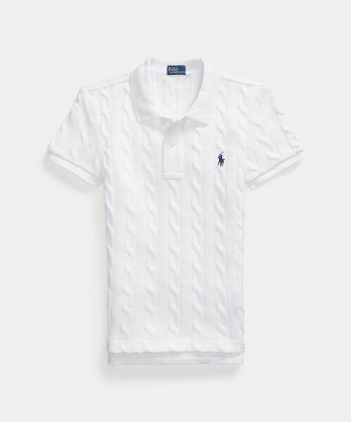 Ralph Lauren ケーブル編み ポロシャツ ホワイト S POLO RALPH LAUREN ポロシャツ ポロ ケーブルニット レディース