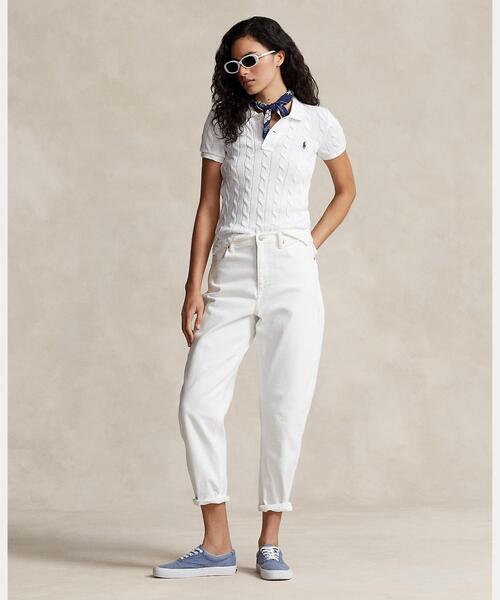POLO RALPH LAUREN  ケーブルニットポロシャツ　白　Sサイズ POLO RALPH LAUREN ポロシャツ ポロ ケーブルニット レディース