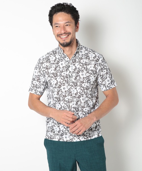 MEN'S BIGI ポロシャツ 「LIBERTY」吸水速乾アーカイブ花柄