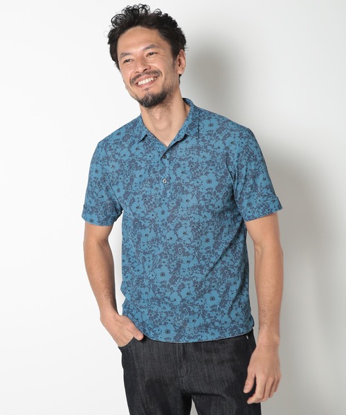 MEN'S BIGI ポロシャツ 「LIBERTY」吸水速乾アーカイブ花柄