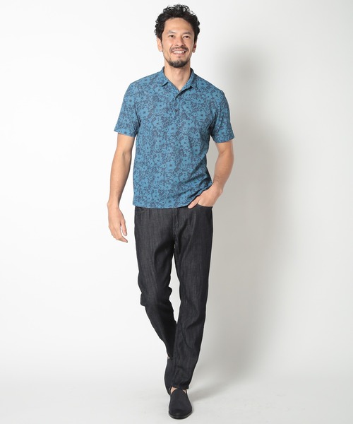 MEN'S BIGI ポロシャツ 「LIBERTY」吸水速乾アーカイブ花柄
