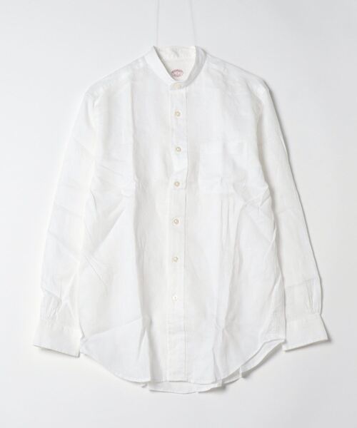 BROOKS BROTHERS シャツ リネン バンドカラー カジュアルシャツ