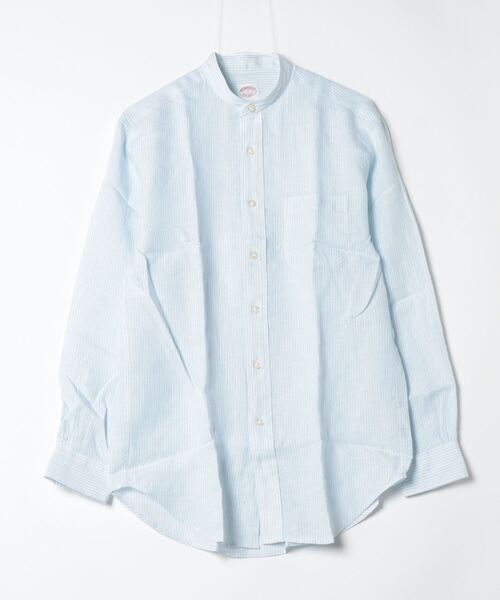 BROOKS BROTHERS シャツ リネン バンドカラー カジュアルシャツ