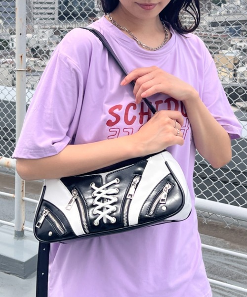 √nuage ショルダーバッグ バッグ バイカラーレースアップ