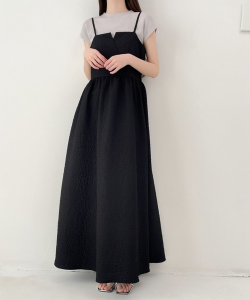 ECLIN（エクラン） ワンピース ふくれジャガードロング丈ボリューム