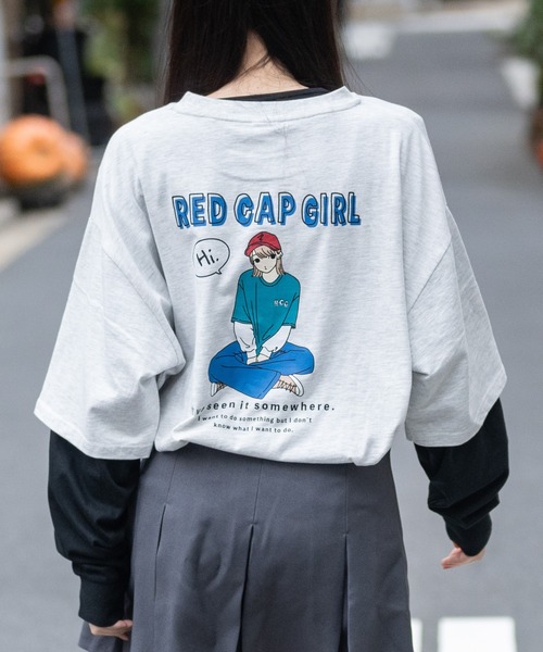 RED CAP GIRL レッドキャプガール tシャツ a-r Red Cap Girl レッドキャップガール フェイクレイヤード バックイラスト ルーズサイズ L S Tシャツ ZOZOTOWN Yahoo 店 - 通販 - Yahoo ショッピング