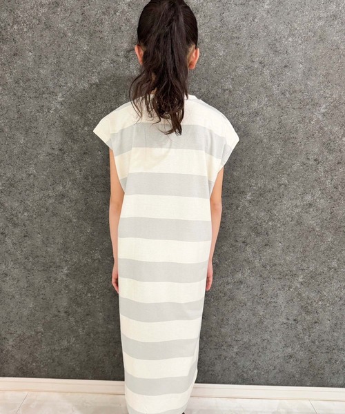 ハンドメイド子供服 上品なネイビーのノースリーブワンピース THE SHOP TK ワンピース 「120−130」ネイビーワンピース