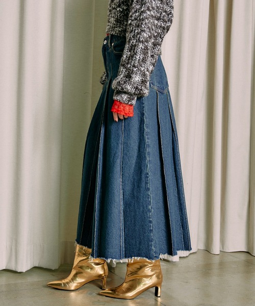 MAISON SPECIAL」 デニムロングスカート 38 ネイビー レディース 
