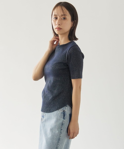 tシャツ コンパクトラメテレコトップス「低身長・小柄女性」 レディース STRATA tシャツ コンパクトラメテレコトップス「低身長・小柄