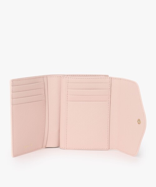 agnès b. ピンク レザー二つ折りウォレット agnes b.｜レザー 二つ折り ウォレット 