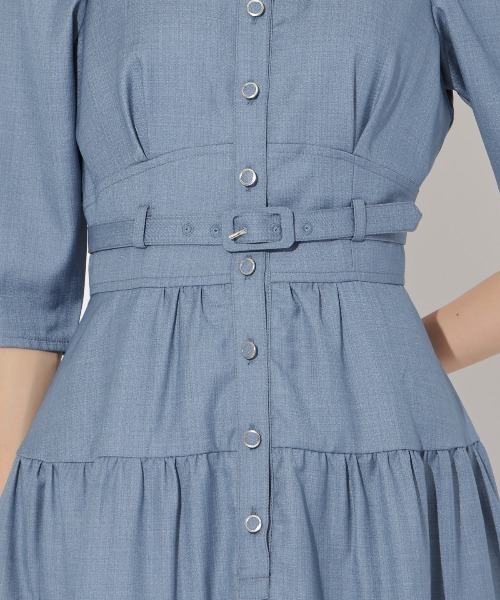 And Couture ワンピース ベルト付ティアードシャツワンピース