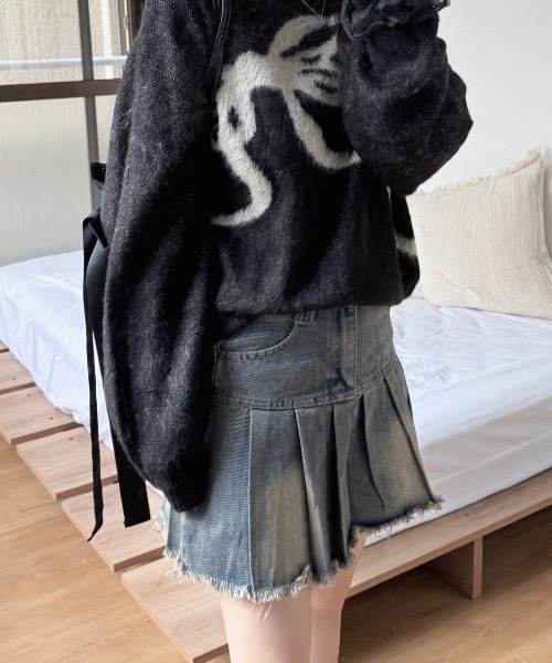 nemne（ネンネ） スカート 「Delfy」フェードデニムプリーツスカート