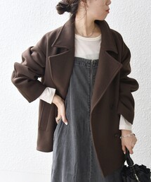 SHIPS any ピーコート pコート any: ウール ミックス コクーン