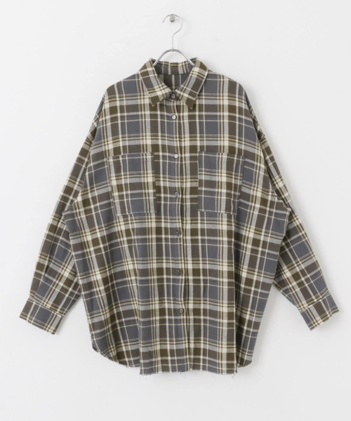 鎌倉テイクオフ　チェックシャツブラウス ROOP TOKYO ブラウス シャツ Plaid sheer shirt / チェック柄
