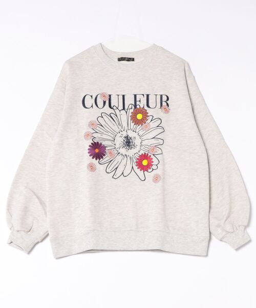 トレーナー スウェット カラフル刺しゅう裏起毛プルオーバー