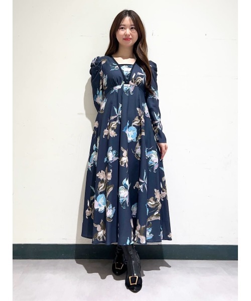 And Couture フラワープリント プリーツ ワンピース AND COUTURE（アンドクチュール） ワンピース ウォーターフラワー