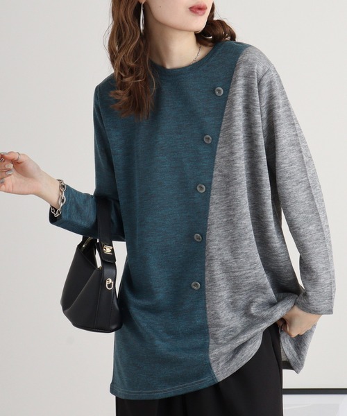 tシャツ BRODIAEA バイカラー切り替えプルオーバー レディース