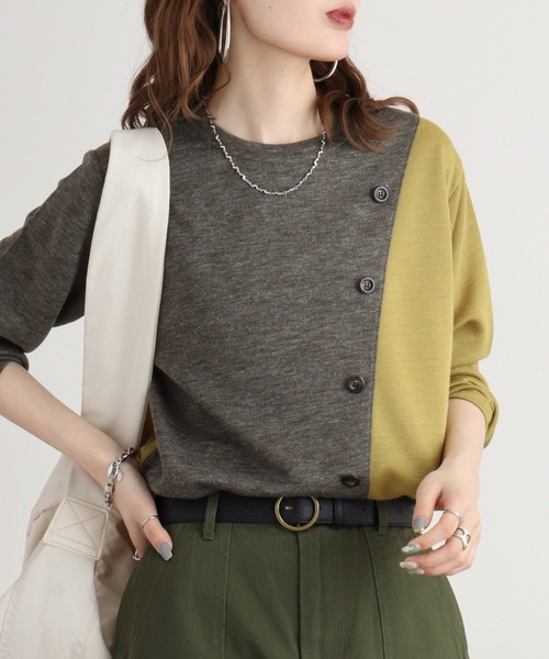 tシャツ BRODIAEA バイカラー切り替えプルオーバー レディース